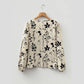 Avalynn Khaki Botanical Floral Print Split Neck Long Sleeve Blouse