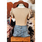 Avette Ruffled Tiered Sleeve Square Neck Textured Top