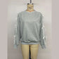 Bristol Grey Bow Lace Detail Long Sleeve Sweatshirt