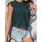 Blaise Green Lace‑Trim Textured Sleeveless Blouse