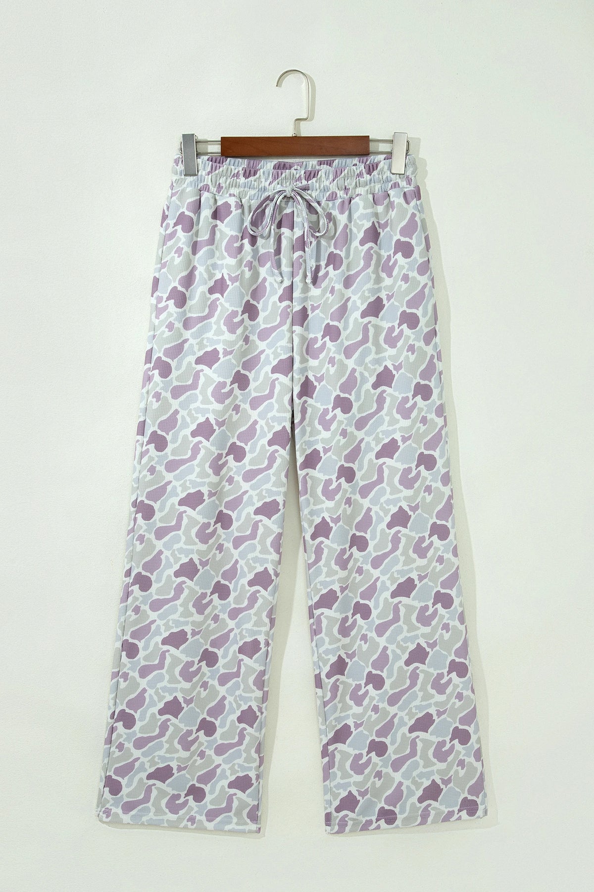 Madison Green Camo Print Drawstring Waist Loose Fit Full Length Pants