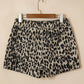 Babs Brown Retro Leopard Print Lace-up Elastic Waistband Mid Rise Denim Shorts