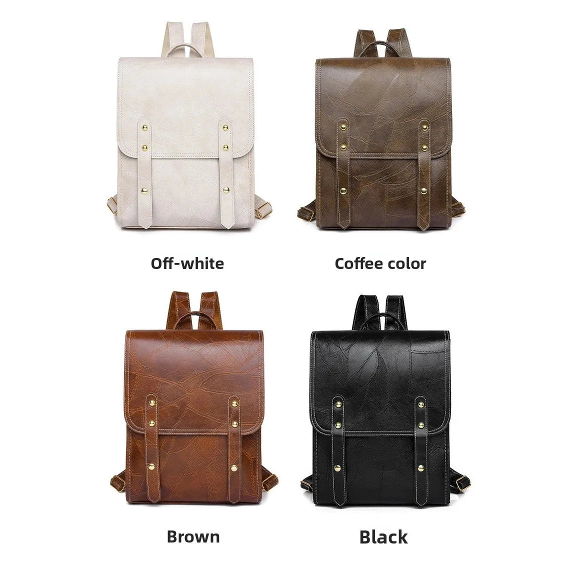 Classic Faux Leather Flap-Top Backpack - 4 Colors