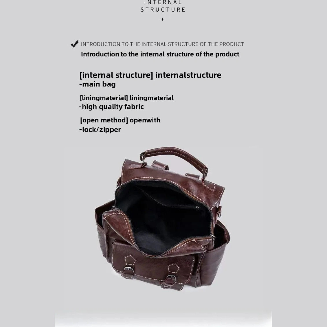 Angelica Dark Brown Urban Classic PU Leather Backpack