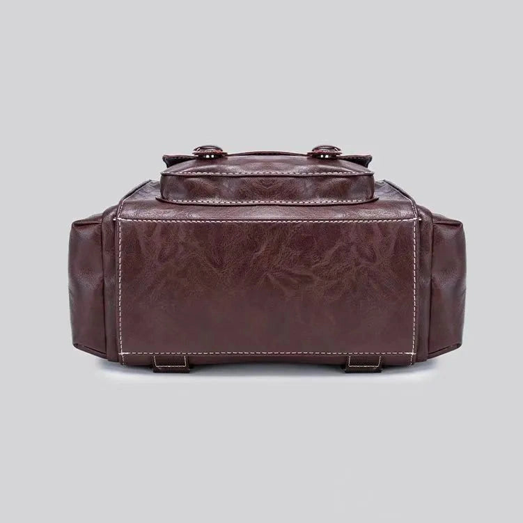 Angelica Dark Brown Urban Classic PU Leather Backpack