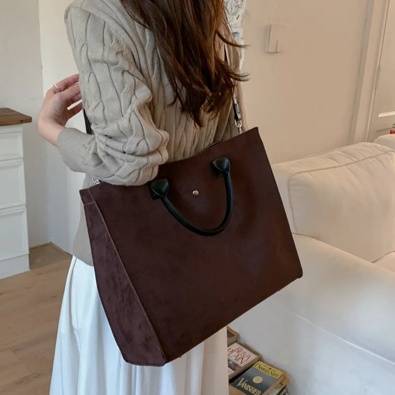 Faux Suede Structured Tote - 3 Colors