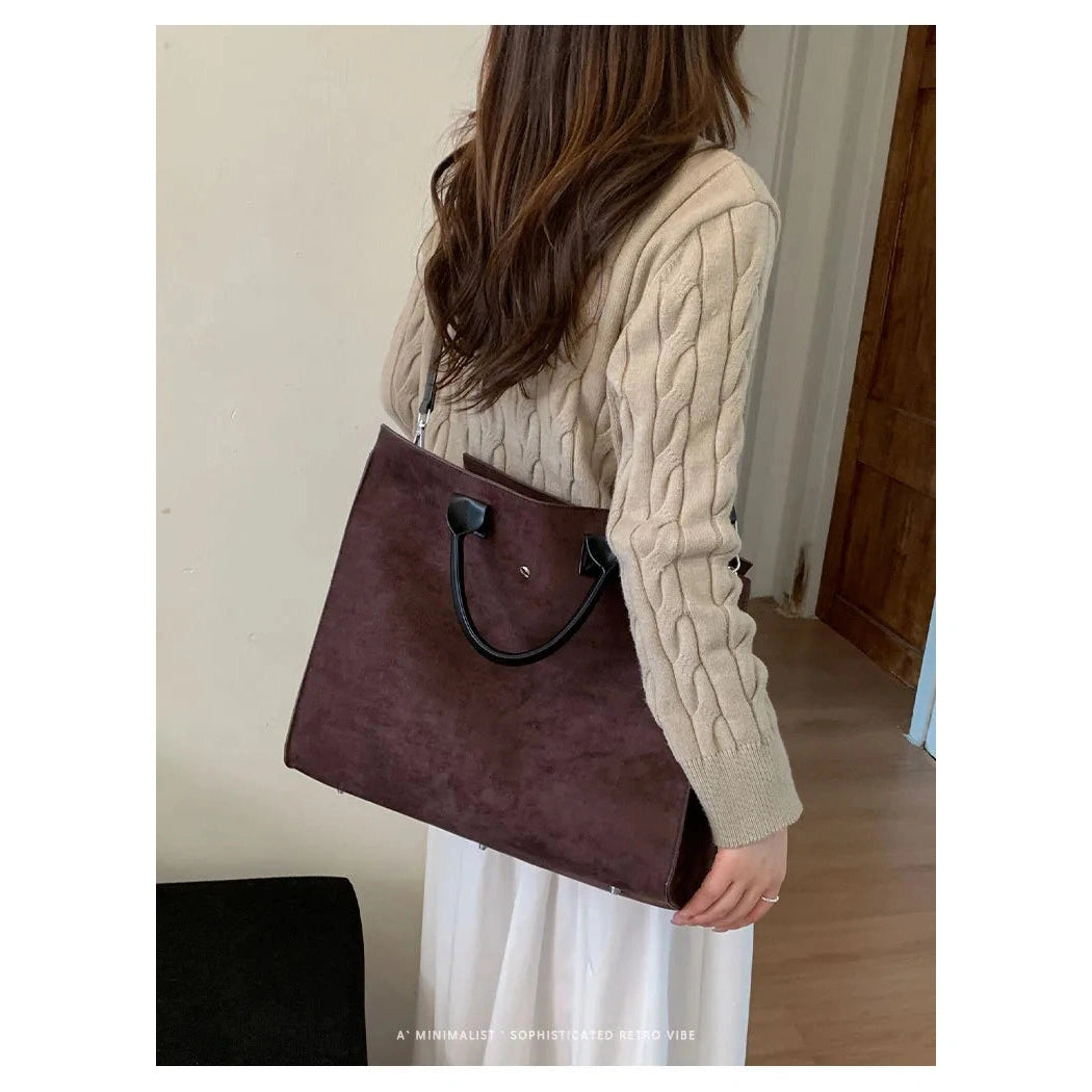 Faux Suede Structured Tote - 3 Colors