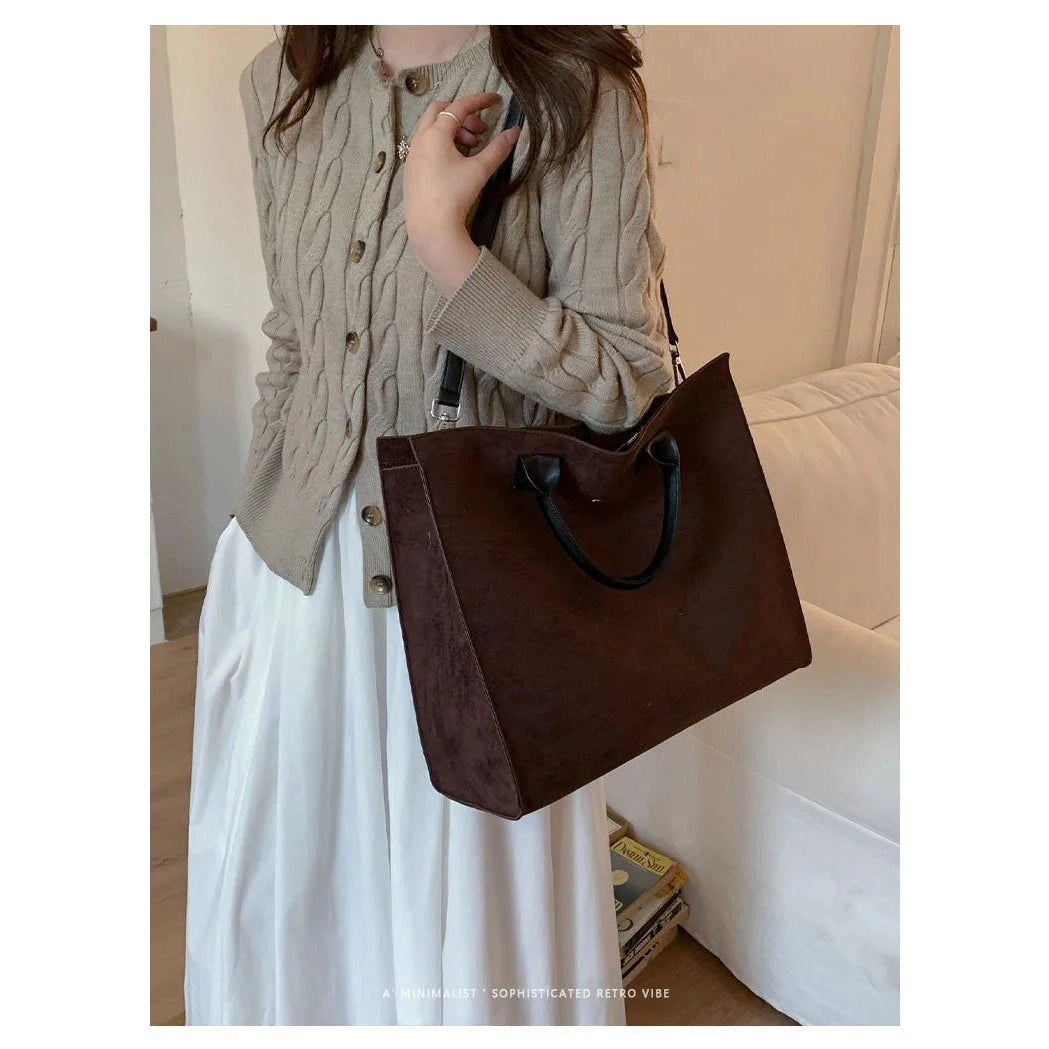 Faux Suede Structured Tote - 3 Colors
