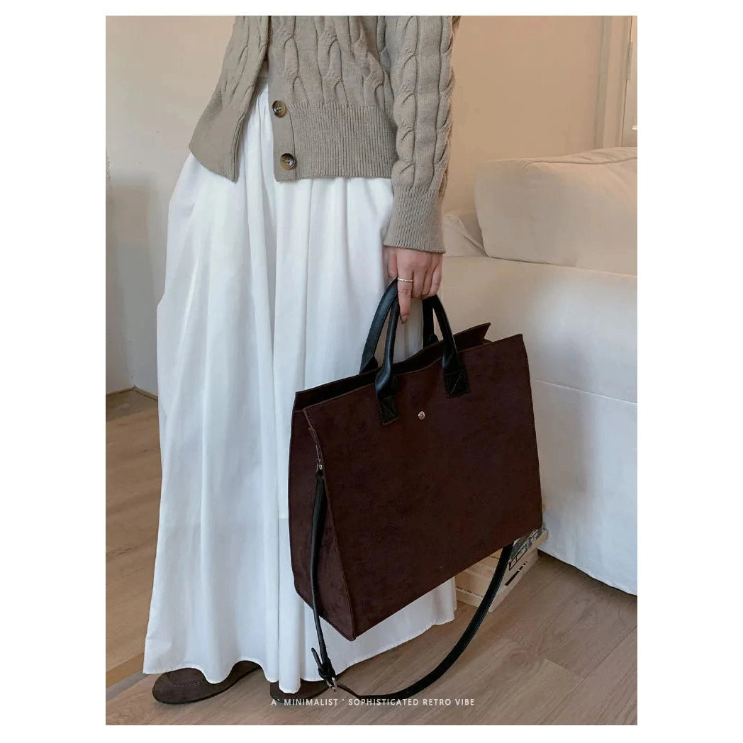 Faux Suede Structured Tote - 3 Colors