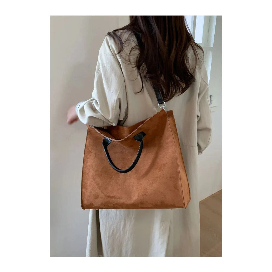 Faux Suede Structured Tote - 3 Colors