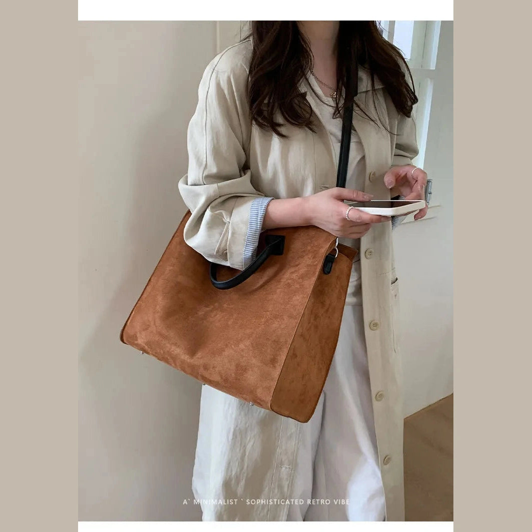 Faux Suede Structured Tote - 3 Colors