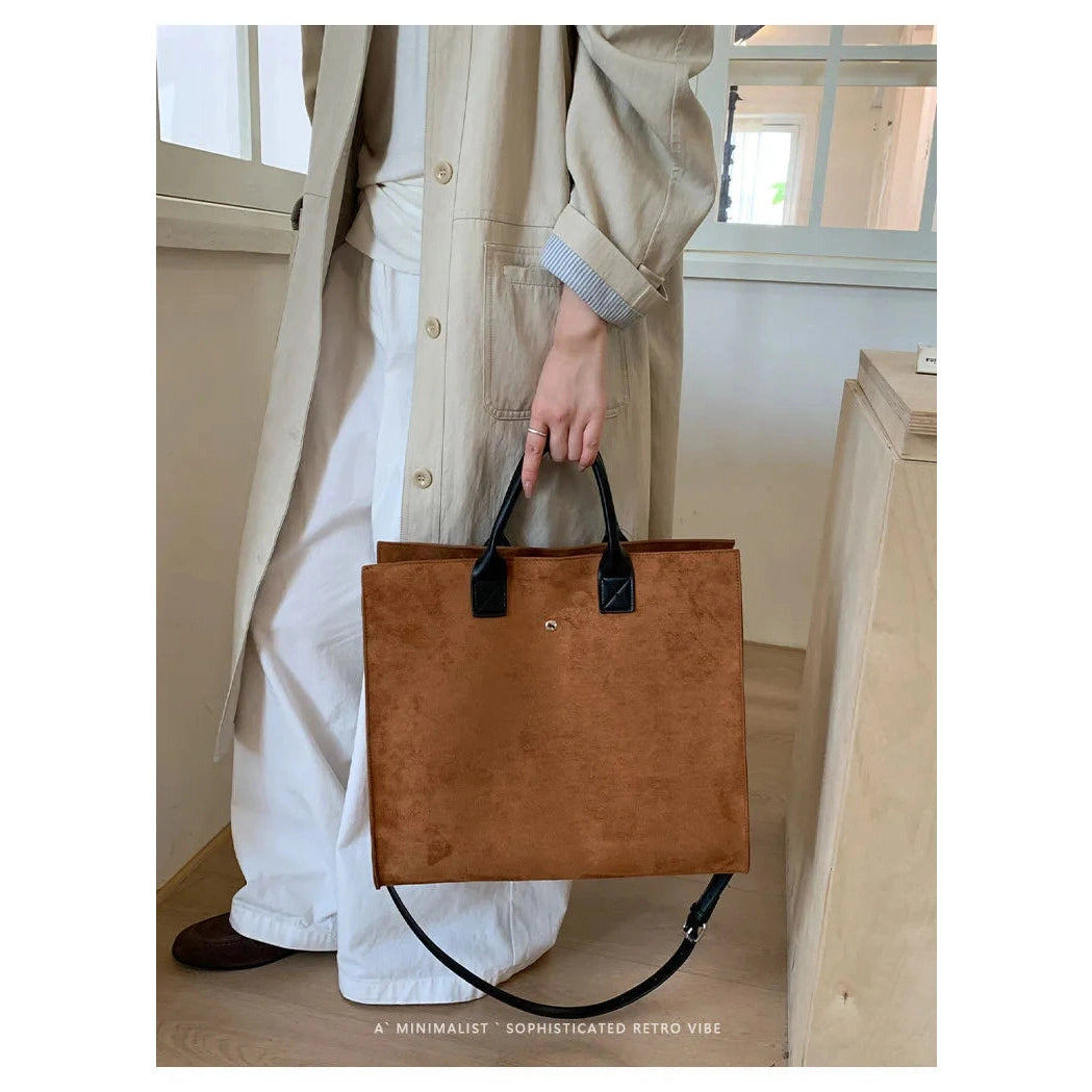 Faux Suede Structured Tote - 3 Colors
