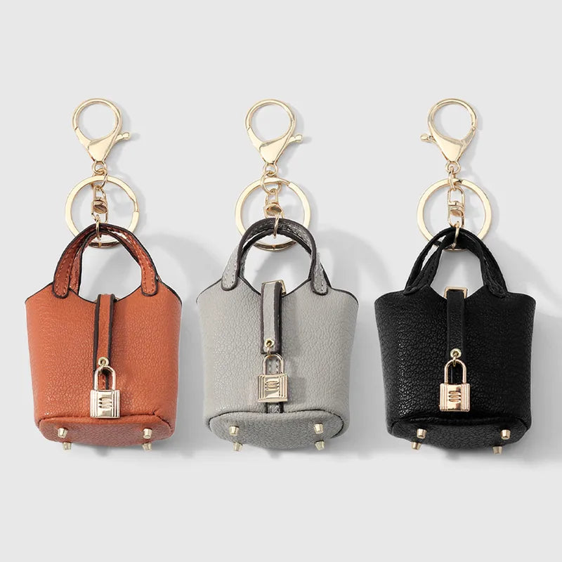 PU Leather Chic Purse Keychain / Bag Charm - 3 Colors