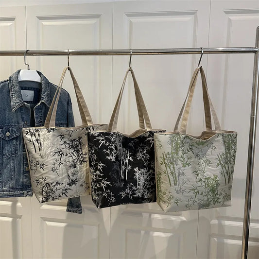 Botanical Canvas Tote Bamboo Print Edition - 3 Colors
