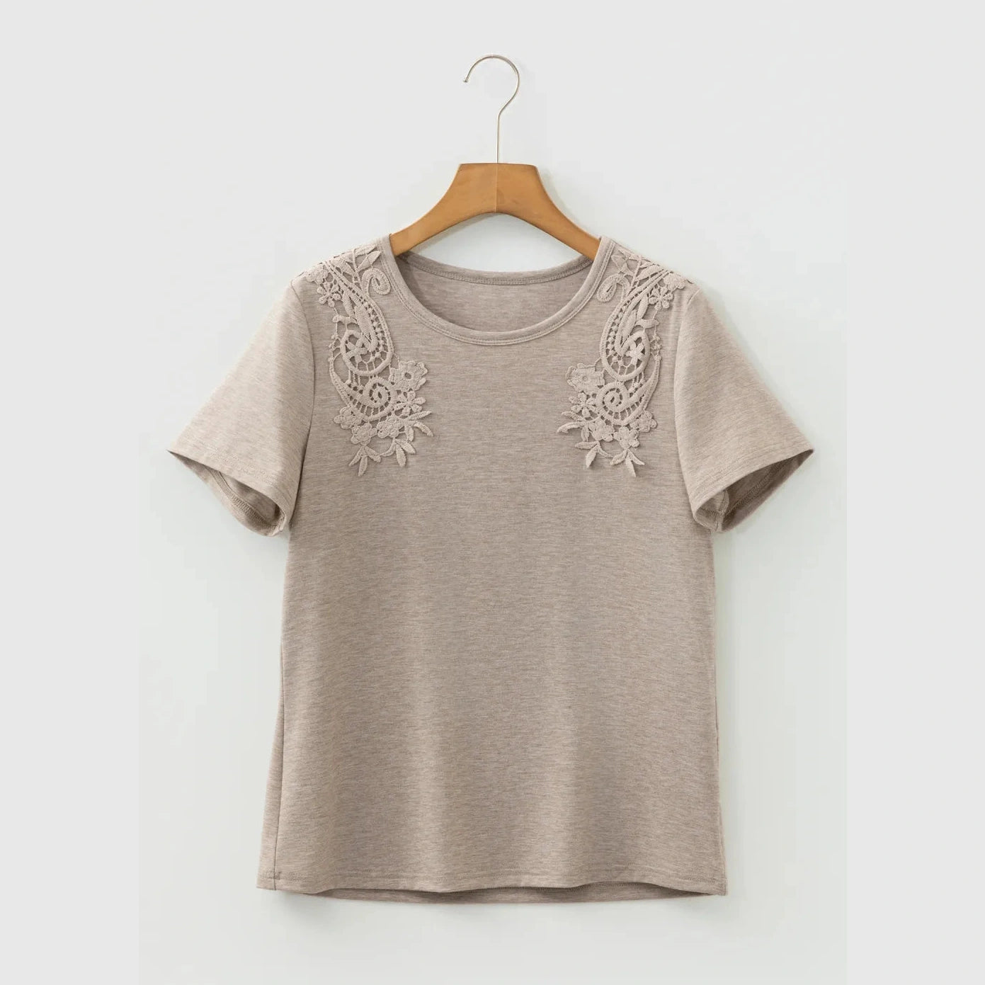 Bailey Lace Patched Detail Round Neck Tee