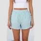 Bali Blue Stripe Elastic Waist Ruffle Trim Casual Shorts