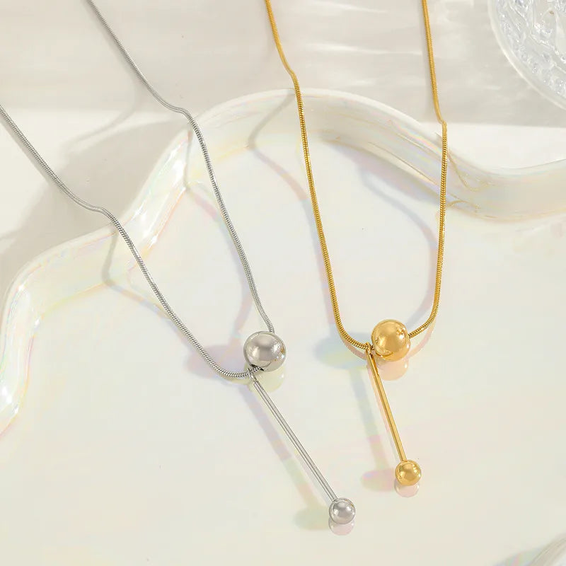 Ball Drop Snake Chain Necklace - 2 Colors