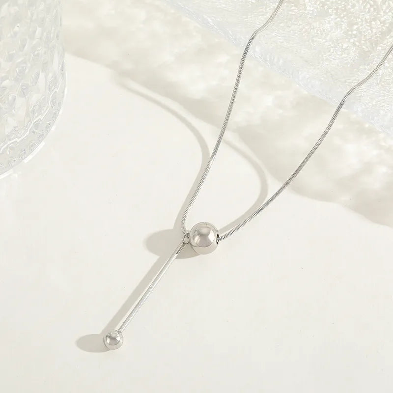 Ball Drop Snake Chain Necklace - 2 Colors