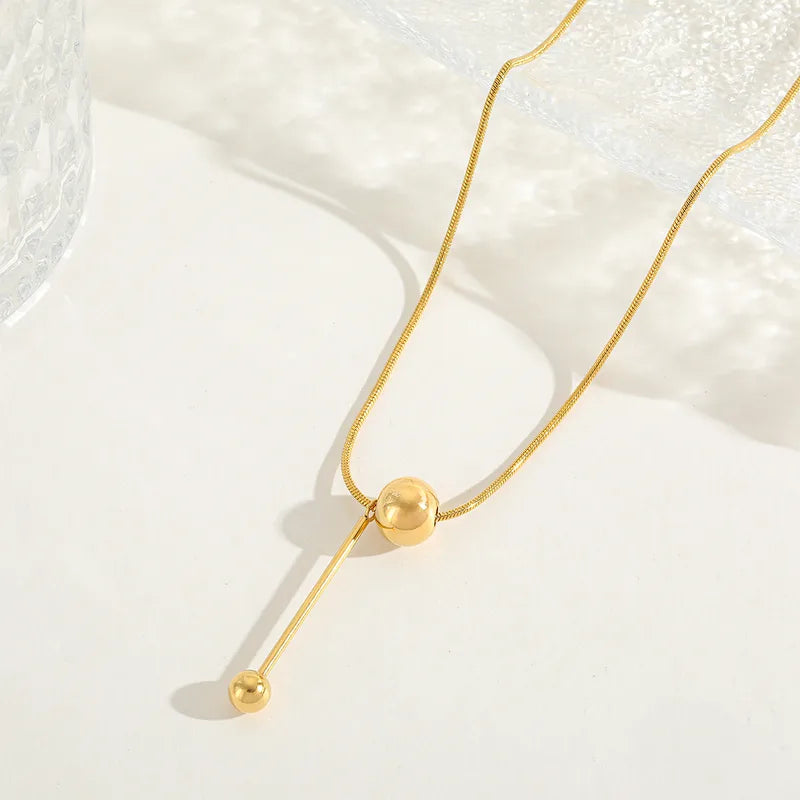 Ball Drop Snake Chain Necklace - 2 Colors