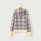 Ballie Beige Plaid Patchwork Side Slit Sweatshirt