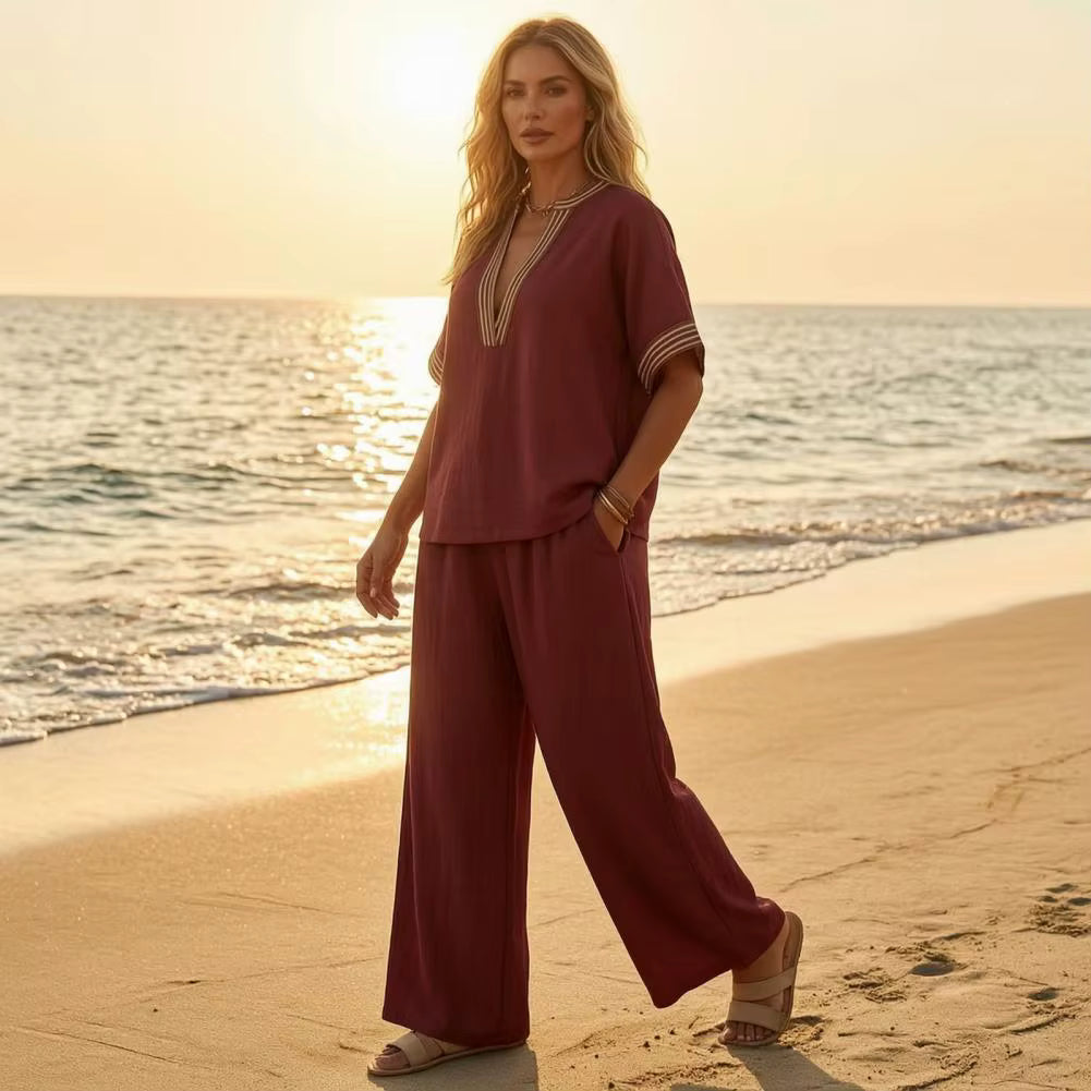 Barbie Wine Breeze & Border Two‑Piece Lounge Set