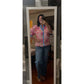 Baylee Floral Half Sleeve Striped Trim V Neck Blouse