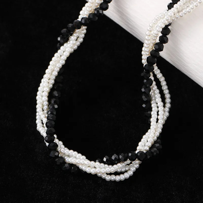 Black & White Beaded Twist Necklace