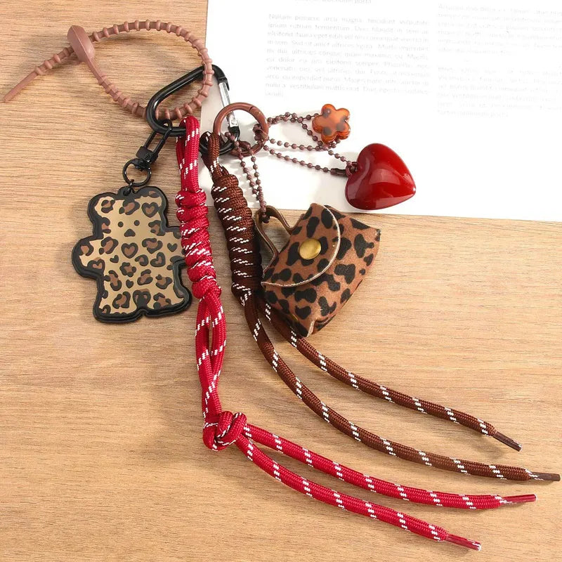 Leopard Bag Charm with Braided Cords
