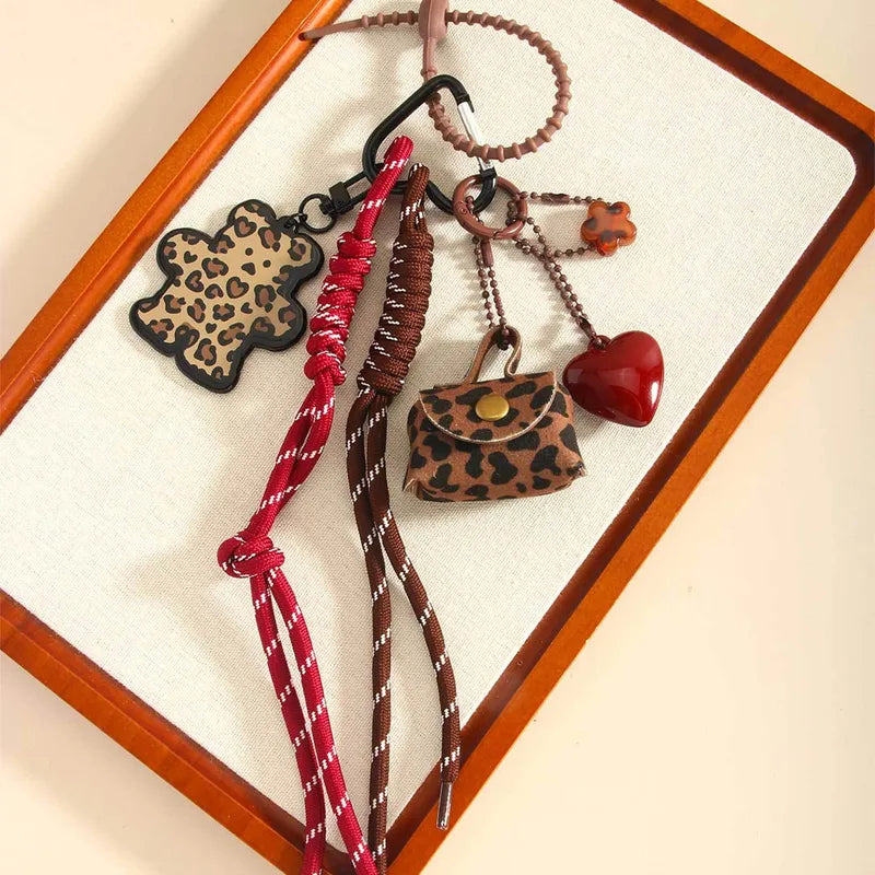Leopard Bag Charm with Braided Cords