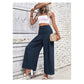 Beatrice Blue Belted High Waist Wide Leg Pants