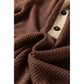 Beatrix Coffee Waffle Contrast Half Buttoned Hooded Pullover Top