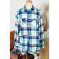 Beatriz Blue Plaid Print Shirt and Shorts 2Pcs Lounge Set