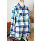 Beatriz Blue Plaid Print Shirt and Shorts 2Pcs Lounge Set