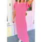 Becky Stripe Striped Short Sleeve Scalloped Trim Side Slit T-Shirt Dress