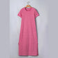 Becky Stripe Striped Short Sleeve Scalloped Trim Side Slit T-Shirt Dress