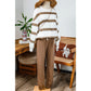 Gisselle French Beige Striped Drop Shoulder Pullover and Jogger Pants Set
