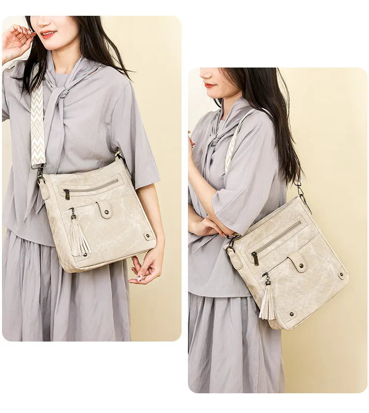 Cherise Faux‑Leather Crossbody with Front Tassel - 4 Colors