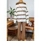 Gisselle French Beige Striped Drop Shoulder Pullover and Jogger Pants Set