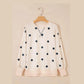 Marjorie Beige Polka Dot Loose Long Sleeve Split Hem Pullover Top