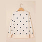 Marjorie Beige Polka Dot Loose Long Sleeve Split Hem Pullover Top