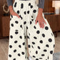 Joey Beige/Black Polka Dot Wide Leg Elastic Waist Casual Pants