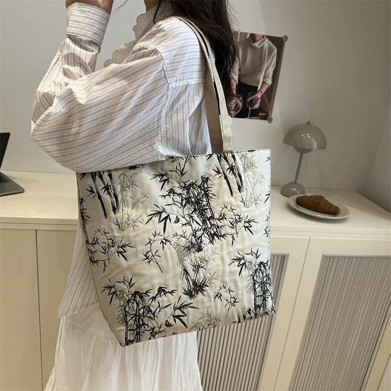 Botanical Canvas Tote Bamboo Print Edition - 3 Colors