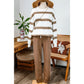 Gisselle French Beige Striped Drop Shoulder Pullover and Jogger Pants Set