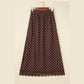 Belinda Brown Polka Dot Lace Hem Elegant Long Shift Skirt