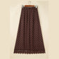 Belinda Brown Polka Dot Lace Hem Elegant Long Shift Skirt