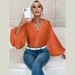 Bella Rae Orange Long Sleeve Bubble Blouse