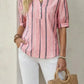 Berri Pink Soft‑Stripe V‑Neck Top