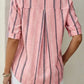 Berri Pink Soft‑Stripe V‑Neck Top
