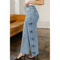 Beryl Blue Bow Knot Side Detail Straight Leg Loose Jeans