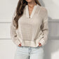 Bethani Open Weave Zip Pullover Sweater